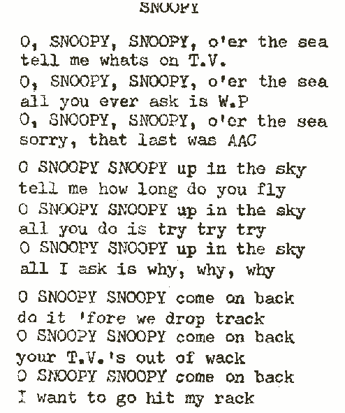 Thanks to MM3 Gary Wigley for this copy of "Snoopy".